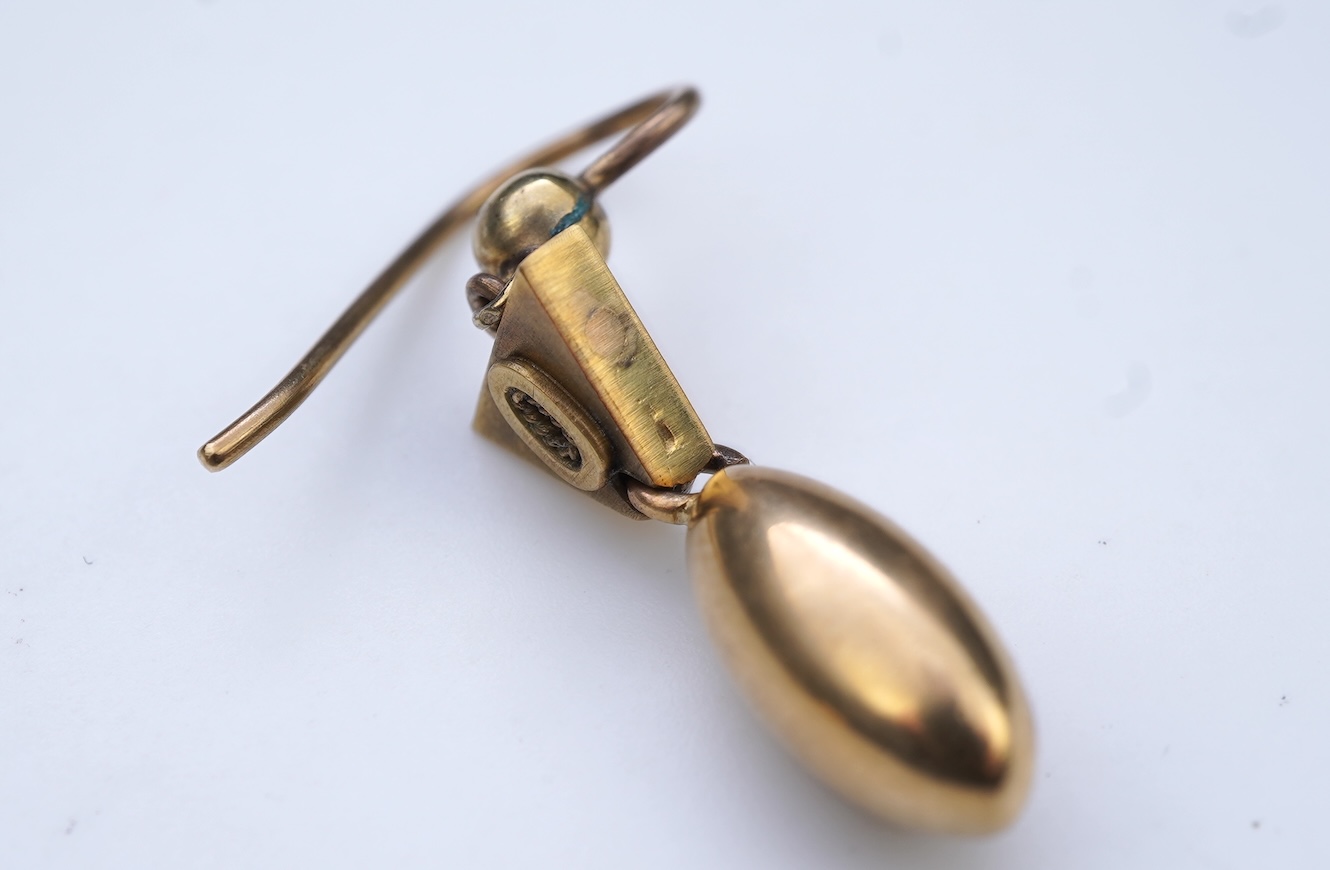 A pair of Victorian gold earrings, mid 19th century
